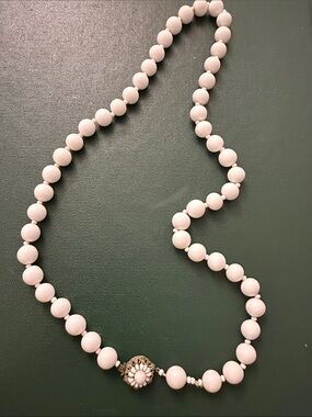 Miriam Haskell Milk Glass Bead Necklace